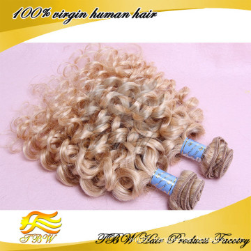 Remy Indian Hair Color #613 Human Hair Blonde Hair Weaves Curly